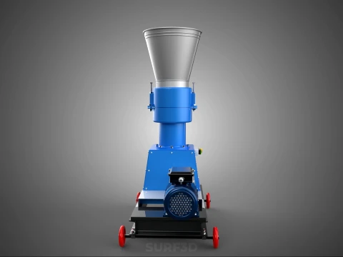 MOBILE PELLET PRESS MILL MAKING EXTRUSION MACHINE ELECTRIC MOTOR 3D Model