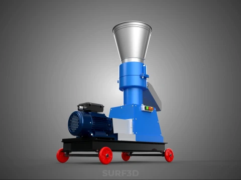 MOBILE PELLET PRESS MILL MAKING EXTRUSION MACHINE ELECTRIC MOTOR 3D Model