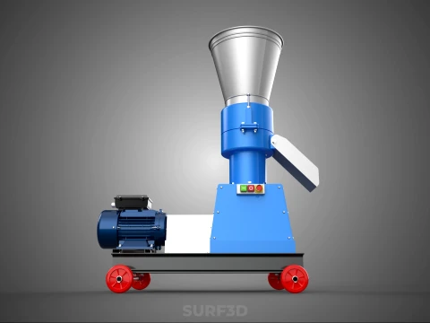 MOBILE PELLET PRESS MILL MAKING EXTRUSION MACHINE ELECTRIC MOTOR 3D Model