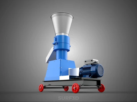 MOBILE PELLET PRESS MILL MAKING EXTRUSION MACHINE ELECTRIC MOTOR 3D Model
