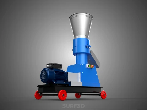 MOBILE PELLET PRESS MILL MAKING EXTRUSION MACHINE ELECTRIC MOTOR 3D Model