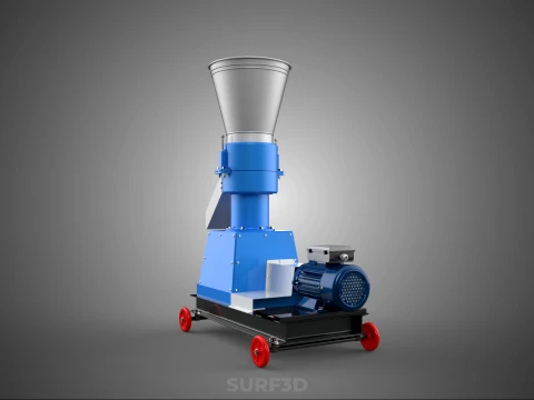 MOBILE PELLET PRESS MILL MAKING EXTRUSION MACHINE ELECTRIC MOTOR 3D Model