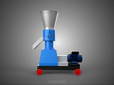 MOBILE PELLET PRESS MILL MAKING EXTRUSION MACHINE ELECTRIC MOTOR 3D Model
