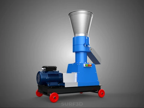 MOBILE PELLET PRESS MILL MAKING EXTRUSION MACHINE ELECTRIC MOTOR 3D Model