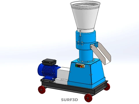 MOBILE PELLET PRESS MILL MAKING EXTRUSION MACHINE ELECTRIC MOTOR 3D Model