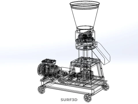 MOBILE PELLET PRESS MILL MAKING EXTRUSION MACHINE ELECTRIC MOTOR 3D Model