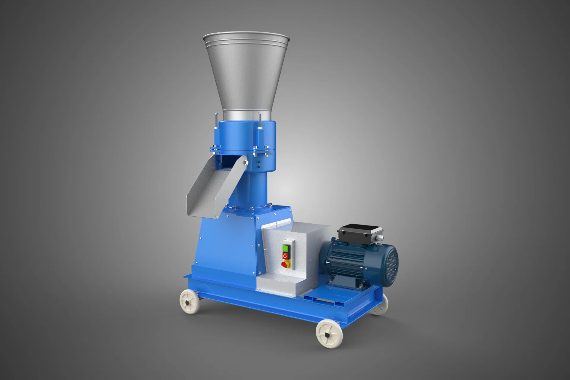 MOBILE PELLET MAKER PRESS MILL PELLETIZER MACHINE ELECTRIC MOTOR 3D Model .c4d .max .obj .3ds .fbx .stl .blend 