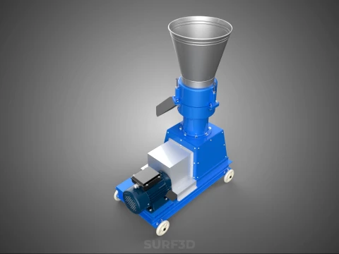 MOBILE PELLET MAKER PRESS MILL PELLETIZER MACHINE ELECTRIC MOTOR 3D Model