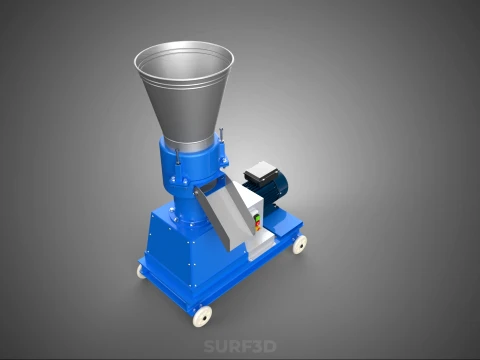 MOBILE PELLET MAKER PRESS MILL PELLETIZER MACHINE ELECTRIC MOTOR 3D Model