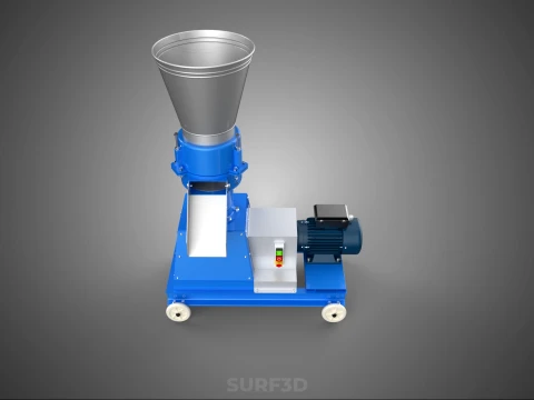 MOBILE PELLET MAKER PRESS MILL PELLETIZER MACHINE ELECTRIC MOTOR 3D Model