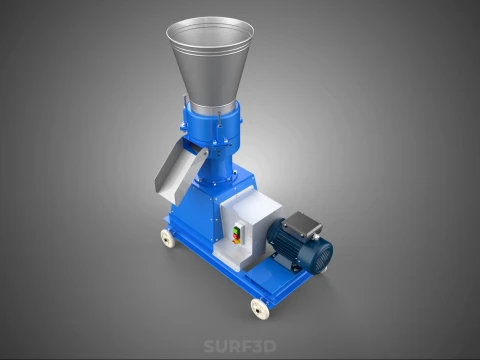 MOBILE PELLET MAKER PRESS MILL PELLETIZER MACHINE ELECTRIC MOTOR 3D Model