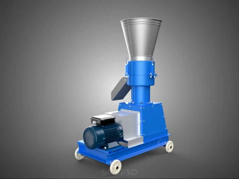 MOBILE PELLET MAKER PRESS MILL PELLETIZER MACHINE ELECTRIC MOTOR 3D Model