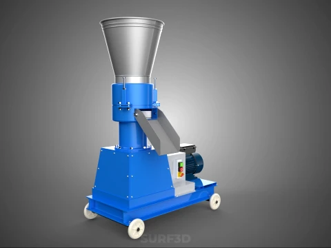 MOBILE PELLET MAKER PRESS MILL PELLETIZER MACHINE ELECTRIC MOTOR 3D Model
