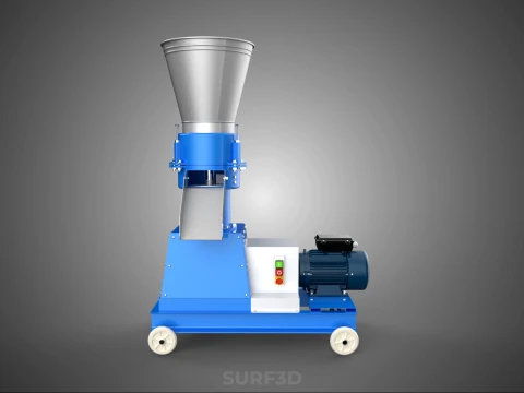 MOBILE PELLET MAKER PRESS MILL PELLETIZER MACHINE ELECTRIC MOTOR 3D Model