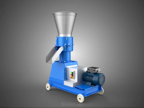 MOBILE PELLET MAKER PRESS MILL PELLETIZER MACHINE ELECTRIC MOTOR 3D Model