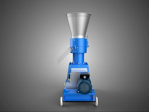 MOBILE PELLET MAKER PRESS MILL PELLETIZER MACHINE ELECTRIC MOTOR 3D Model