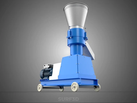 MOBILE PELLET MAKER PRESS MILL PELLETIZER MACHINE ELECTRIC MOTOR 3D Model