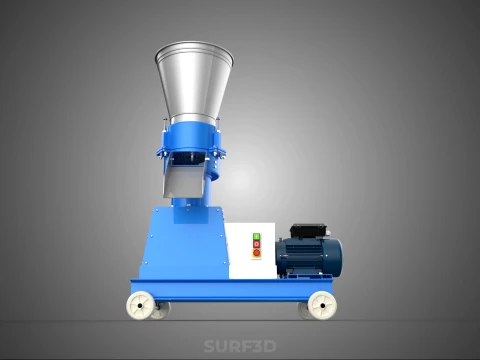 MOBILE PELLET MAKER PRESS MILL PELLETIZER MACHINE ELECTRIC MOTOR 3D Model