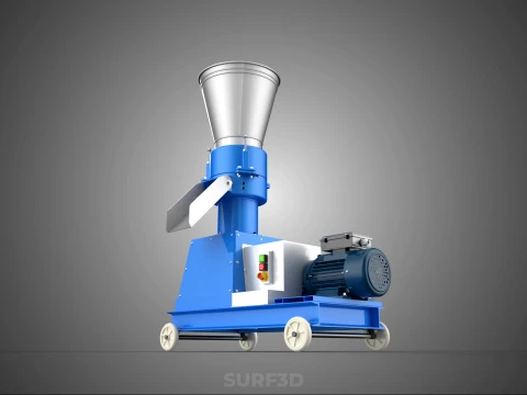 MOBILE PELLET MAKER PRESS MILL PELLETIZER MACHINE ELECTRIC MOTOR 3D Model
