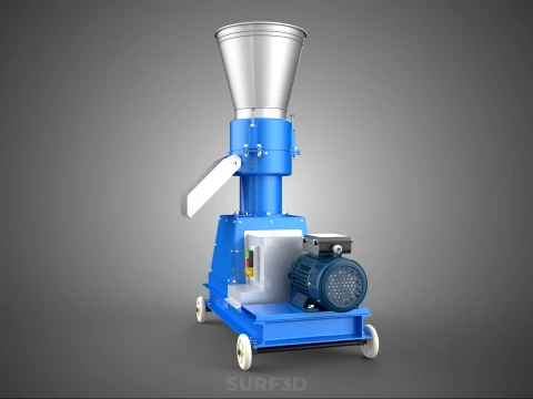 MOBILE PELLET MAKER PRESS MILL PELLETIZER MACHINE ELECTRIC MOTOR 3D Model