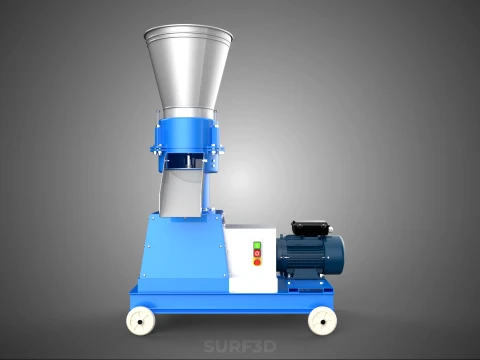 MOBILE PELLET MAKER PRESS MILL PELLETIZER MACHINE ELECTRIC MOTOR 3D Model