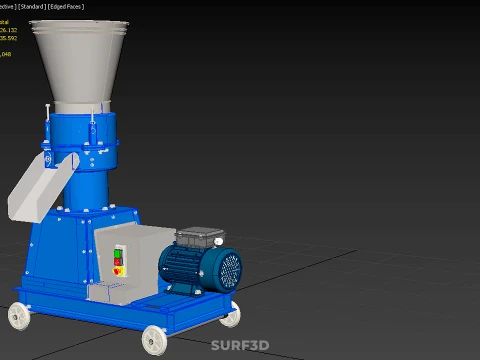 MOBILE PELLET MAKER PRESS MILL PELLETIZER MACHINE ELECTRIC MOTOR 3D Model