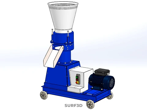MOBILE PELLET MAKER PRESS MILL PELLETIZER MACHINE ELECTRIC MOTOR 3D Model