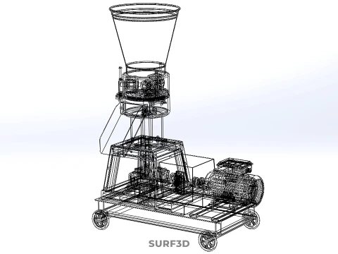 MOBILE PELLET MAKER PRESS MILL PELLETIZER MACHINE ELECTRIC MOTOR 3D Model