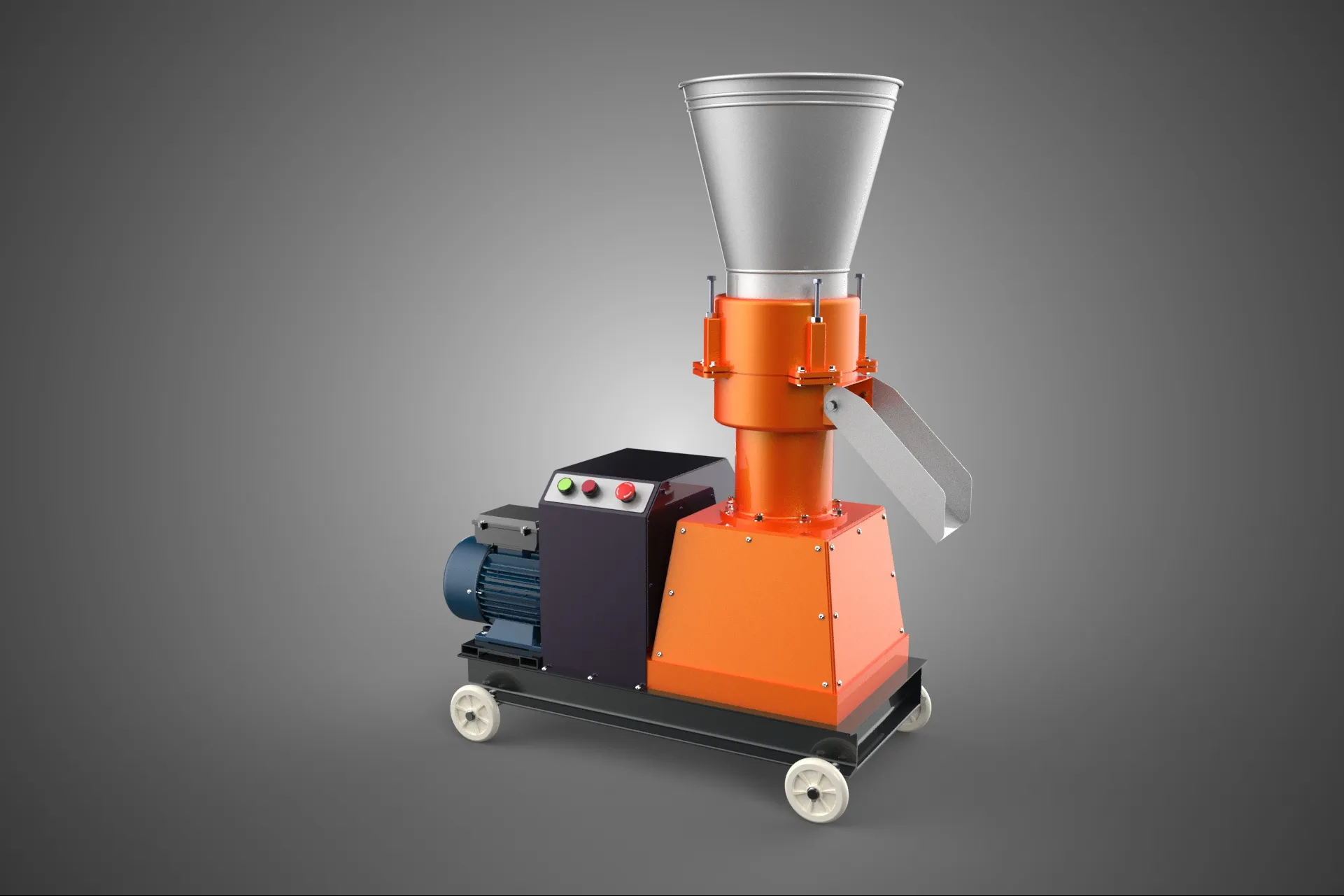 AUTOMATIC ELECTRIC MOBILE PELLET PRESS MILL MAKER MAKING MACHINE 3D Model .c4d .max .obj .3ds .fbx .stl .blend