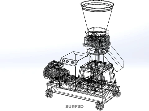 AUTOMATIC ELECTRIC MOBILE PELLET PRESS MILL MAKER MAKING MACHINE 3D Model