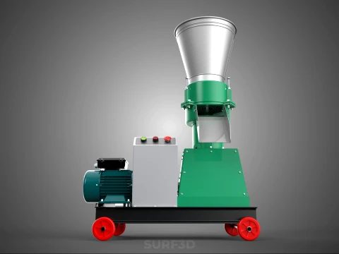 COMPACT WHEELED ELECTRIC PELLET PRESS MILLING PELLETING MACHINE 3D Model