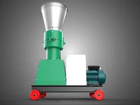 COMPACT WHEELED ELECTRIC PELLET PRESS MILLING PELLETING MACHINE 3D Model