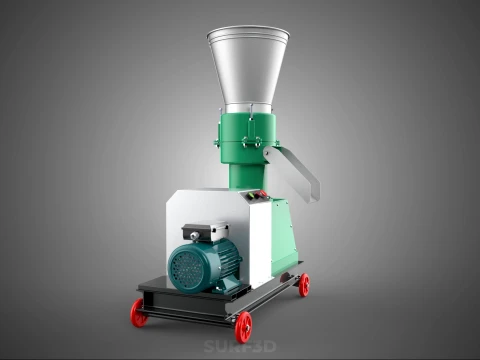COMPACT WHEELED ELECTRIC PELLET PRESS MILLING PELLETING MACHINE 3D Model