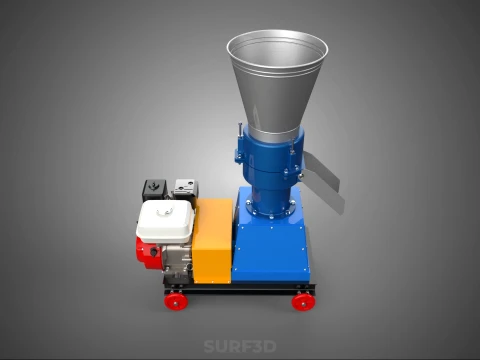 ペレットプレス工場 印刷機 造粒機 ガスエンジン 3Dモデル