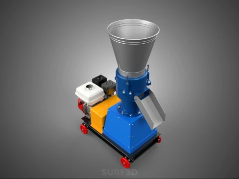ペレットプレス工場 印刷機 造粒機 ガスエンジン 3Dモデル
