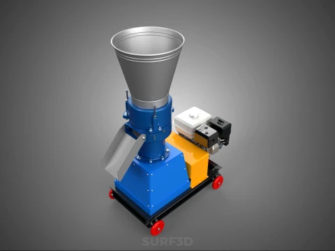 ペレットプレス工場 印刷機 造粒機 ガスエンジン 3Dモデル