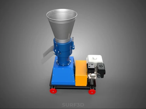 ペレットプレス工場 印刷機 造粒機 ガスエンジン 3Dモデル