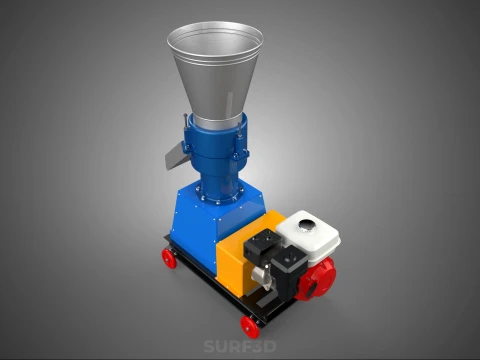 ペレットプレス工場 印刷機 造粒機 ガスエンジン 3Dモデル