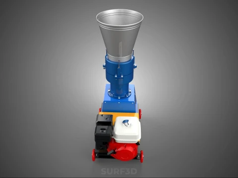 ペレットプレス工場 印刷機 造粒機 ガスエンジン 3Dモデル