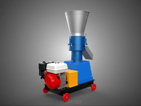 ペレットプレス工場 印刷機 造粒機 ガスエンジン 3Dモデル