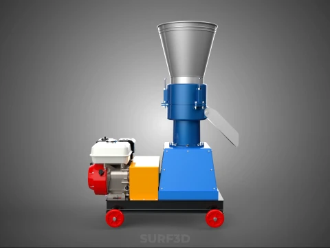 ペレットプレス工場 印刷機 造粒機 ガスエンジン 3Dモデル