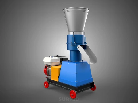 ペレットプレス工場 印刷機 造粒機 ガスエンジン 3Dモデル