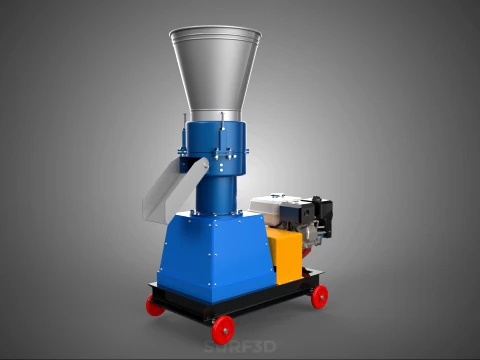 ペレットプレス工場 印刷機 造粒機 ガスエンジン 3Dモデル