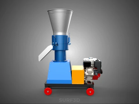 ペレットプレス工場 印刷機 造粒機 ガスエンジン 3Dモデル
