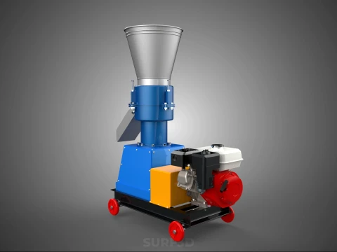 ペレットプレス工場 印刷機 造粒機 ガスエンジン 3Dモデル