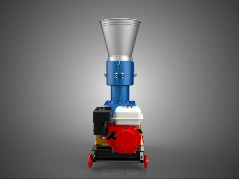 ペレットプレス工場 印刷機 造粒機 ガスエンジン 3Dモデル