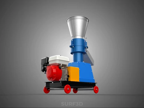 ペレットプレス工場 印刷機 造粒機 ガスエンジン 3Dモデル