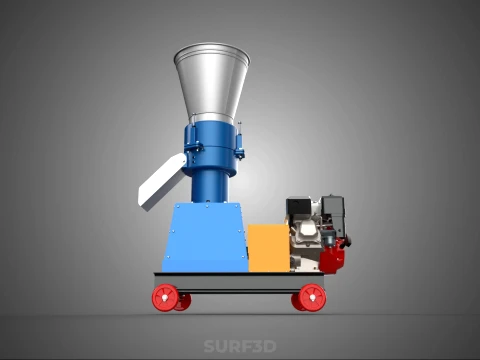 ペレットプレス工場 印刷機 造粒機 ガスエンジン 3Dモデル