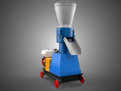 ペレットプレス工場 印刷機 造粒機 ガスエンジン 3Dモデル
