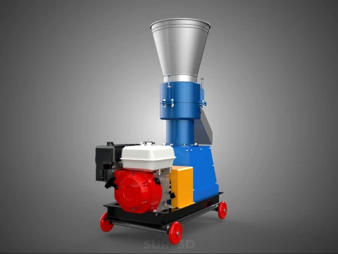 ペレットプレス工場 印刷機 造粒機 ガスエンジン 3Dモデル